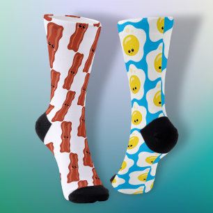 Bacon and Eggs Fun Mismatch Socken