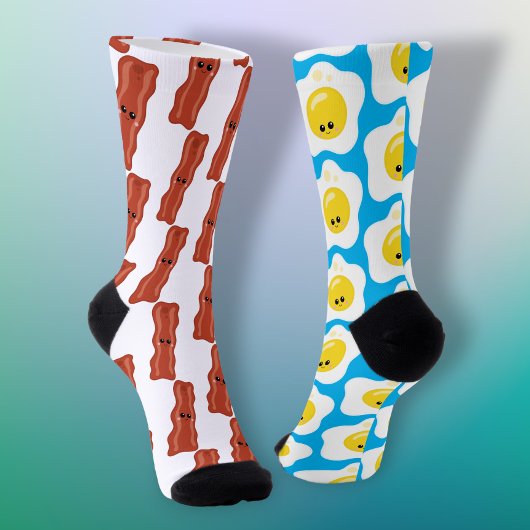 Bacon and Eggs Fun Mismatch Socken