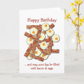Bacon and Eggs Happy Birthday Karte (Gelbe Blume)