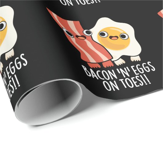 Bacon And Eggs On Toes Funny Toast Pun Dark BG Geschenkpapier (Rolleneckpunkt)