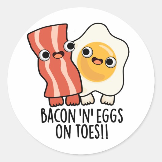 Bacon And Eggs On Toes Funny Toast Pun  Runder Aufkleber (Vorderseite)