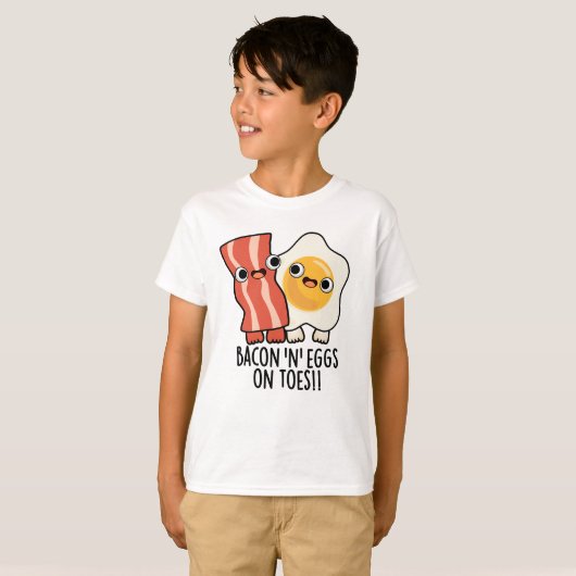 Bacon And Eggs On Toes Funny Toast Pun  T-Shirt (Vorne ganz)