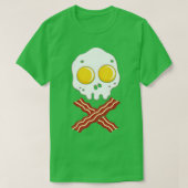 Bacon and Eggs Skull Frühstück Piratenfleisch T-Shirt (Design vorne)