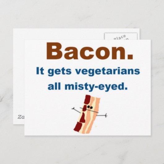 Bacon bekommt Vegetarier mistig mit Augen Postkarte (Vorne/Hinten)