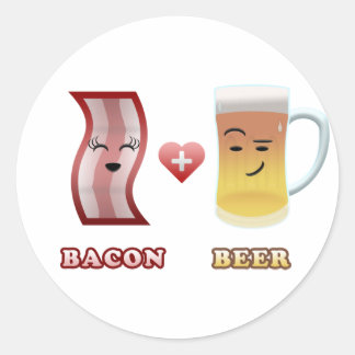 Bacon + Bier in Liebe Runder Aufkleber