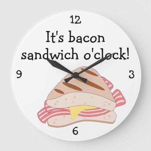 Bacon Butty O'Clock Spaß Food Grafik Große Wanduhr (Vorderseite)