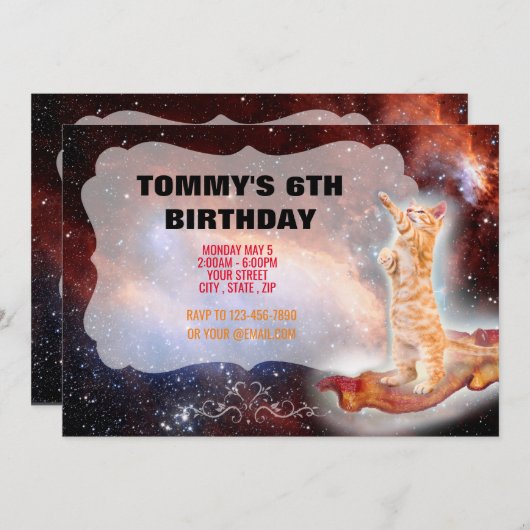 Bacon Cat Funny Einladung (Vorne/Hinten)