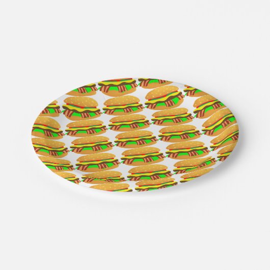 Bacon Cheeseburger Pappteller (Schrägansicht)