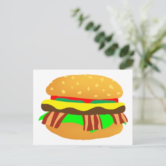 Bacon Cheeseburger Postkarte (Stehend Vorderseite)