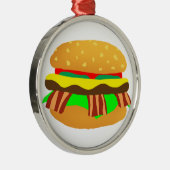 Bacon Cheeseburger Silbernes Ornament (Rechts)