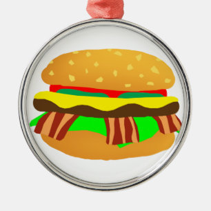 Bacon Cheeseburger Silbernes Ornament