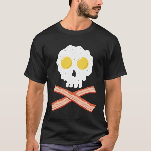 Bacon Crossbones & Sunnyside Up Eggs Skull  Breakf T-Shirt (Vorderseite)