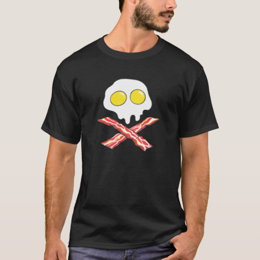 Bacon Egg Skull Crossbones Pork Lover Breakfast T-Shirt (Vorderseite)