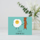 Bacon & Eggs BAE Niedlich Kawaii Valentines Postkarte (Stehend Vorderseite)