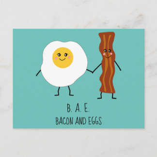 Bacon & Eggs BAE Niedlich Kawaii Valentines Postkarte