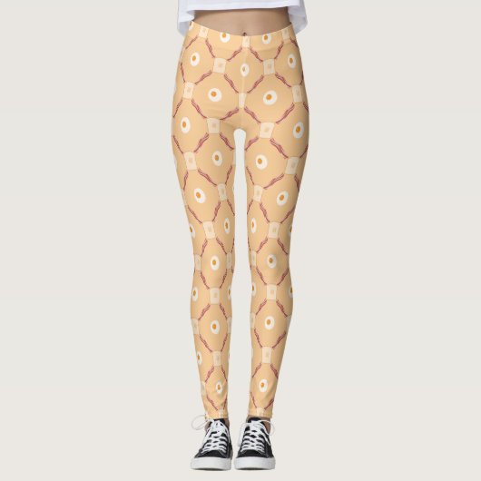Bacon Eggs Buttered Toast Cartoon Muster Leggings (Vorderseite)