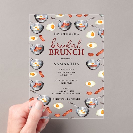 Bacon & Eggs Frühstück Brunch Brautparty Acryleinladungen (Insitu (Handheld))