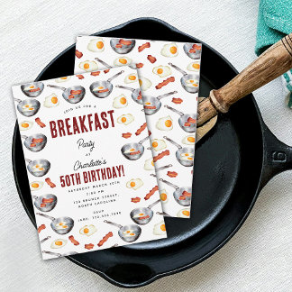 Bacon & Eggs Frühstück Brunch Geburtstag Einladung