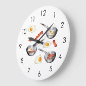 Bacon & Eggs Frühstück Küche Große Wanduhr (Winkel)