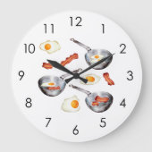 Bacon & Eggs Frühstück Küche Große Wanduhr (Vorderseite)