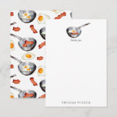 Bacon & Eggs Frühstücksbuffet Individuelle Name Dankeskarte (Vorne/Hinten)