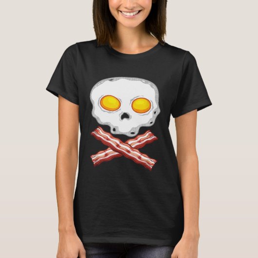 Bacon Eggs Skull Men Frauen Kid Crossbones T-Shirt (Vorderseite)