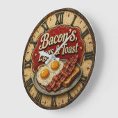 Bacon Eggs & Toast Farmhouse Breakfast Kitchen Große Wanduhr (Winkel)