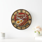 Bacon Eggs & Toast Farmhouse Breakfast Kitchen Große Wanduhr (Zuhause)