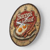 Bacon Eggs & Toast Rustic Farmhouse Kitchen Große Wanduhr (Winkel)