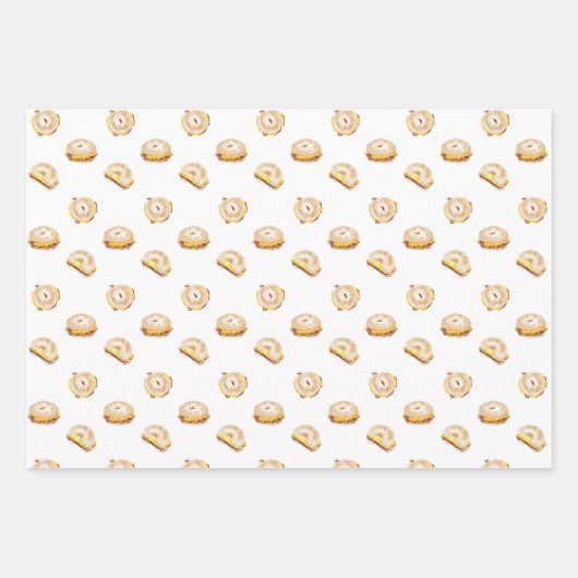 Bacon Ei and Cheese Bagel Breakfast Sandwich NYC Geschenkpapier Set (Vorderseite 3)