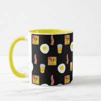 Bacon, Eier, Waffeln und Orangensaft