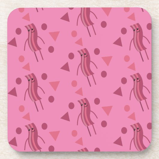 Bacon Funny Confetti Cartoon Pattern Pink Getränkeuntersetzer (Vorderseite)