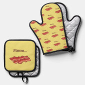 Bacon Funny Ofenhandschuh & Topflappen-Set (Vorderseite/Rückseite)