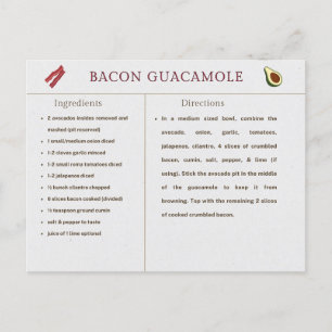 Bacon-Guacamole-Thanksgiving-Rezeptkarte Postkarte