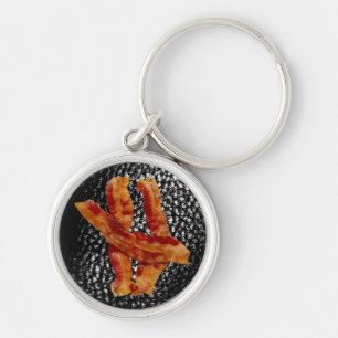 Bacon/Imitat Black Leather Schlüsselanhänger