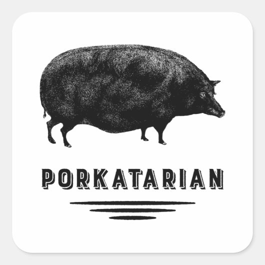Bacon Lover - Porkatarian - Vintages Schwein Quadratischer Aufkleber (Vorderseite)