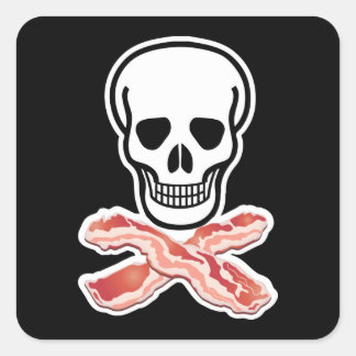 Bacon oder Tod! Quadratischer Aufkleber