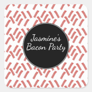 Bacon-Party Alles was du kannst essen Geburtstag j Quadratischer Aufkleber