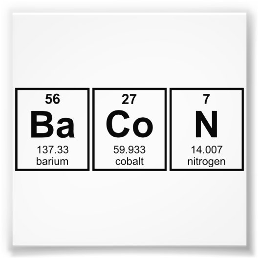 Bacon Periodic Table Element Symbols Fotodruck (Vorne)