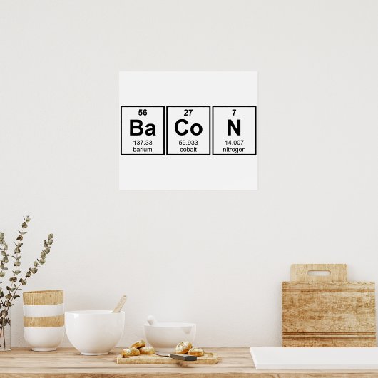 Bacon Periodic Table Element Symbols Poster (Küche)
