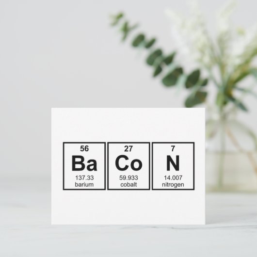 Bacon Periodic Table Element Symbols Postkarte (Stehend Vorderseite)