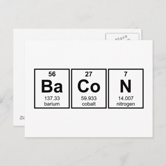 Bacon Periodic Table Element Symbols Postkarte (Vorne/Hinten)