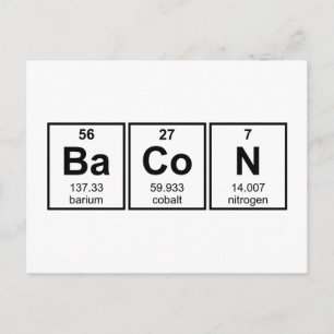 Bacon Periodic Table Element Symbols Postkarte