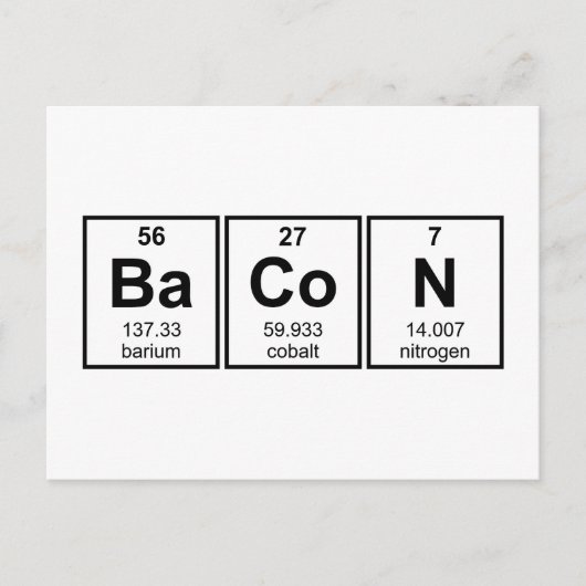 Bacon Periodic Table Element Symbols Postkarte (Vorderseite)