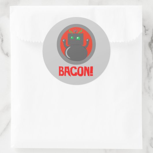Bacon Robot Runder Aufkleber (Tasche)