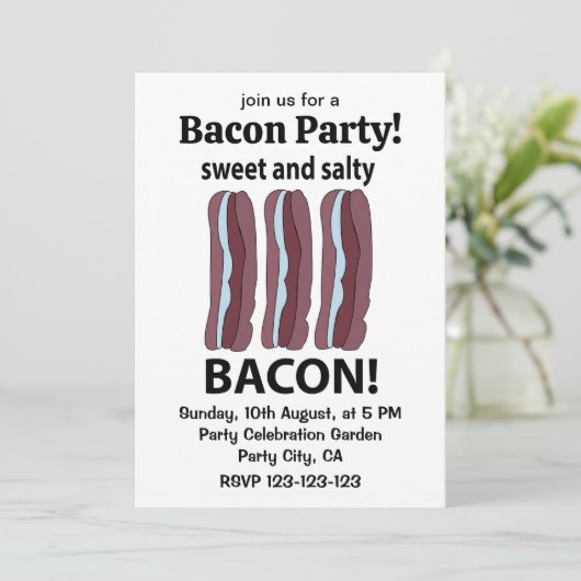 Bacon Sweet and Salty Bacon Einladung (Stehend Vorderseite)
