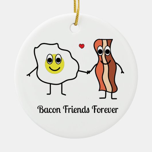 Bacon und Eggs beste Freunde Cartoon Frühstück Mem Keramik Ornament (Vorne)
