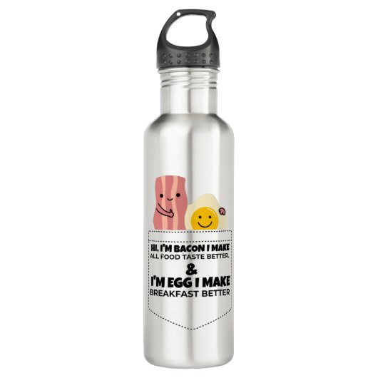 Bacon und Ei sprechen Edelstahlflasche (Vorderseite)
