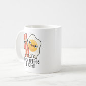Bacon und Eier auf Zehen Lustiger Toast Pun  Kaffeetasse (Vorderseite Links)