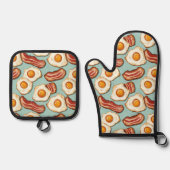 Bacon und Eier Ofenhandschuh & Topflappen-Set (Vorderseite)